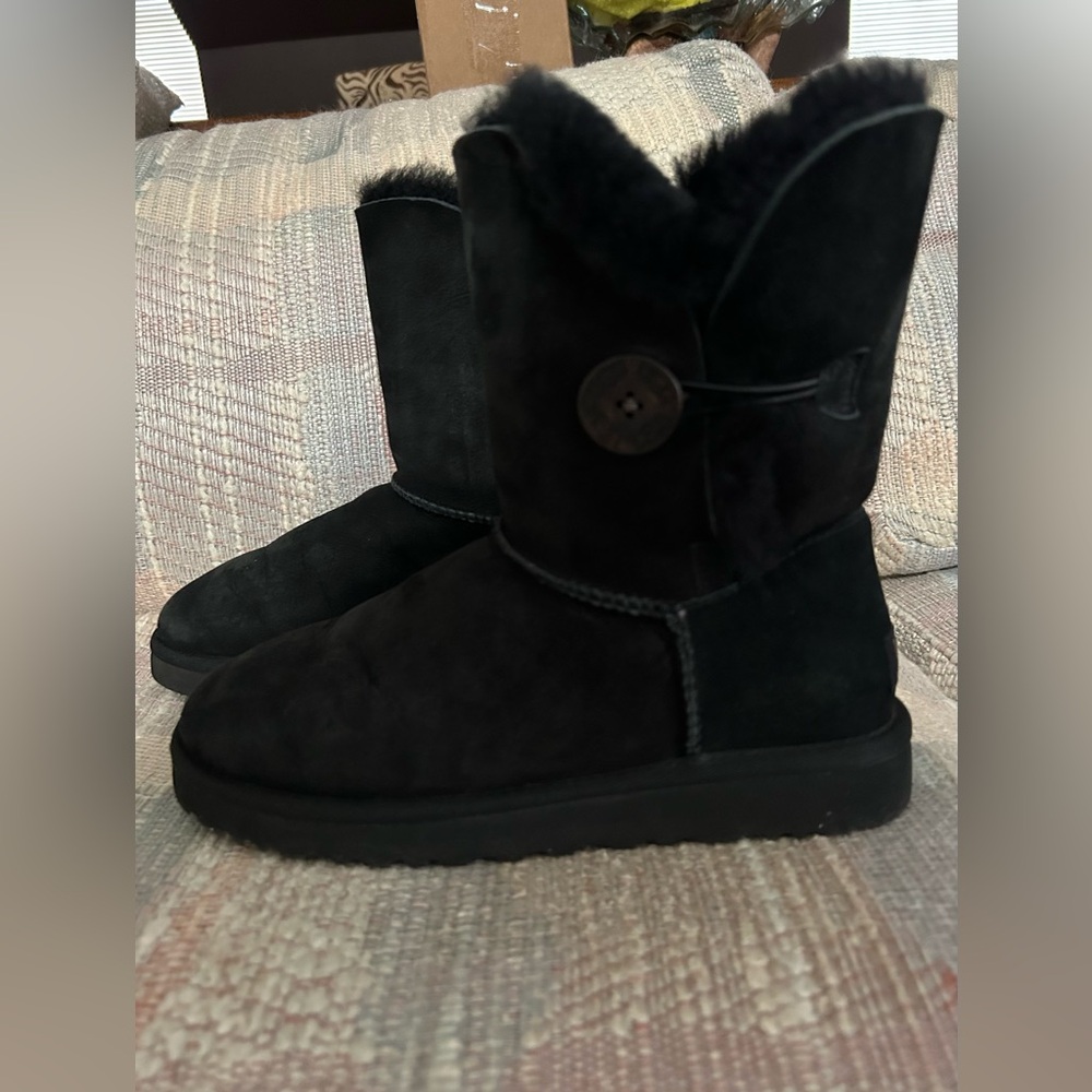 UGG Black Suede Bailey Button II Boots - Picture 4 of 12